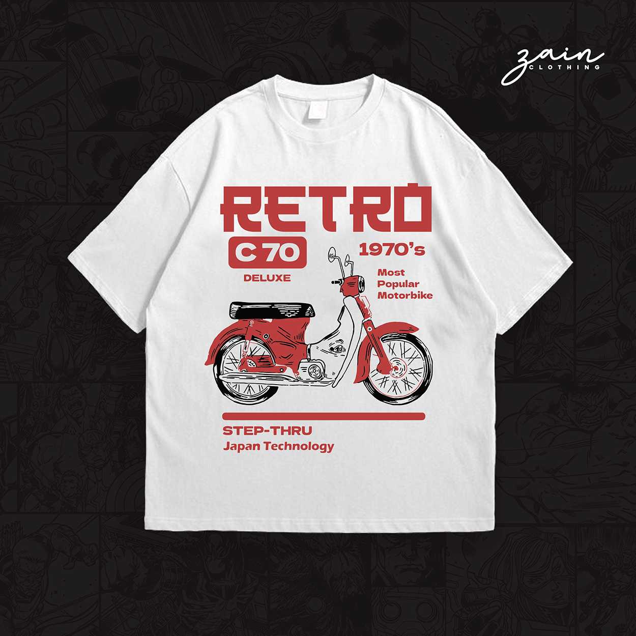 RETRO C-70 DROP SHOULDER FULL SLEEVE TEE [WHITE]